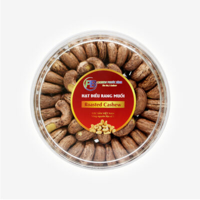 500g hạt điều rang muối có vỏ lụa hộp tròn