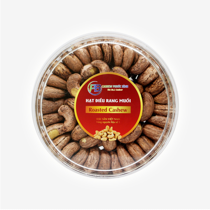 500g hạt điều rang muối có vỏ lụa hộp tròn